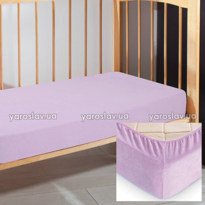Prześcieradło dziecięce frotte z gumką 10 liliowych 120x60x10 cm TM Yaroslav